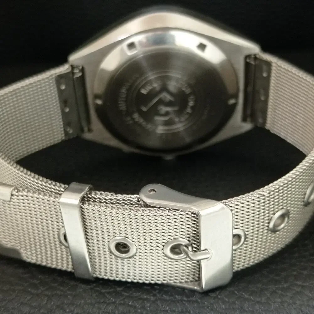 Vintage 1977 Ricoh Automatic Mens Silver Watch W/daydate & Gold accents